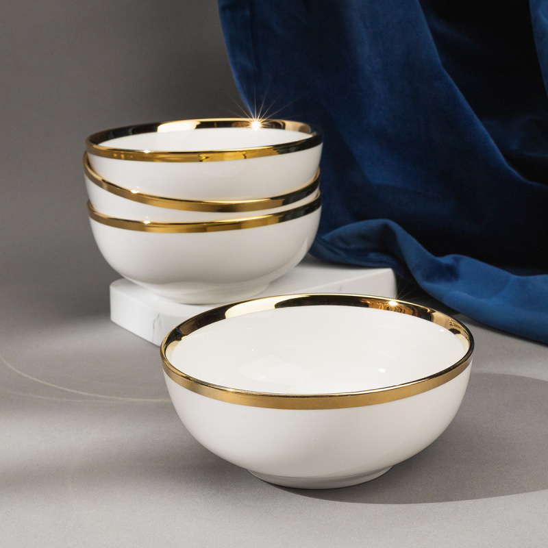 Bowl 16 cm set of 4 - FLOW Lunasol with gold rim