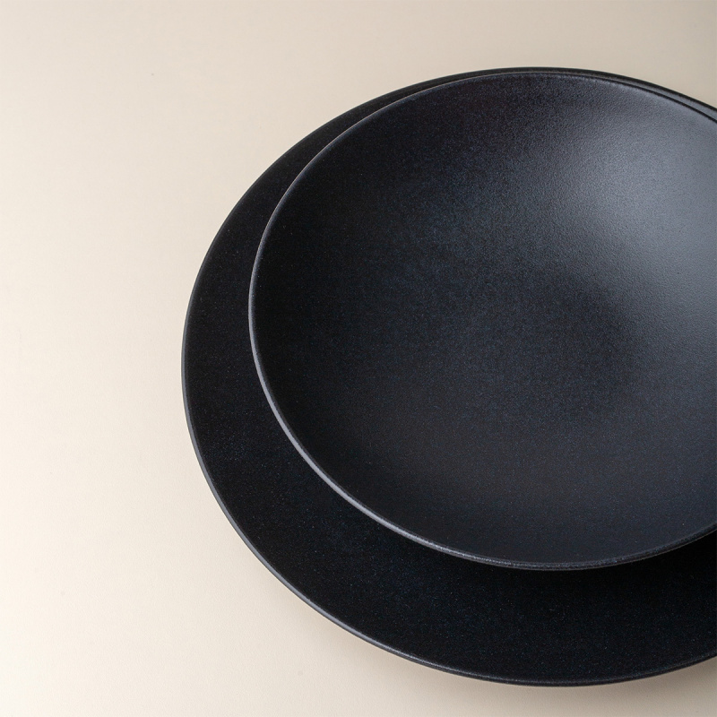 Piatto fondo 21,5 cm 4 pz - Basic nero opaco