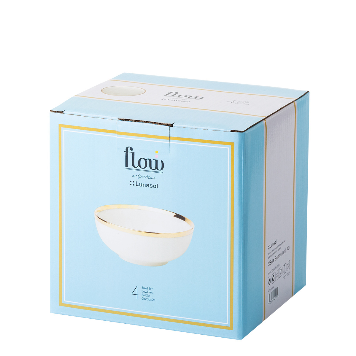 Bowl 16 cm set of 4 - FLOW Lunasol with gold rim