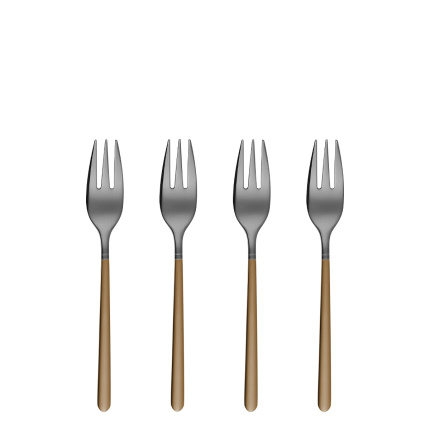 Dessert Forks Set 4 pcs - Porto PVD dark titanium / gold sandblasted