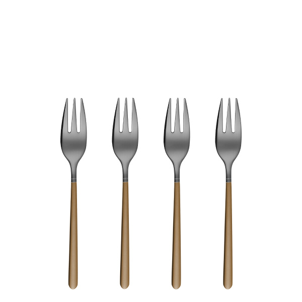 Dessertgabeln-Set 4-tlg. - Porto PVD dunkel Titan / gold sandgestrahlt