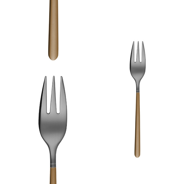 Set di 4 forchette da dessert - Porto PVD titanio scuro / oro sabbiato