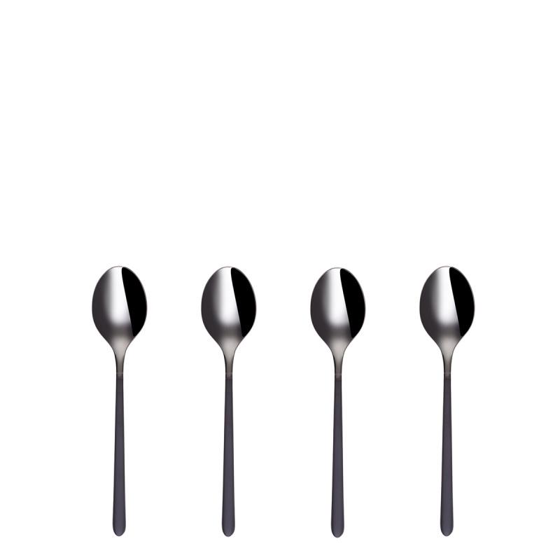 Set di 4 cucchiaini da moka - Porto PVD titanio scuro / nero sabbiato
