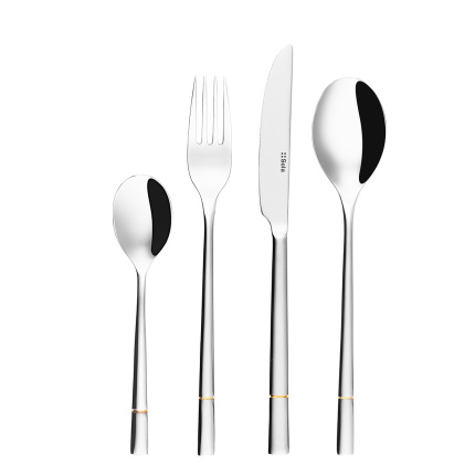 Dessert cutlery set 24 pcs — Luxus gold grooved