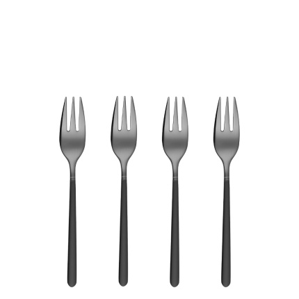 Dessert Forks Set 4 pcs - Porto PVD dark titanium / black sandblasted