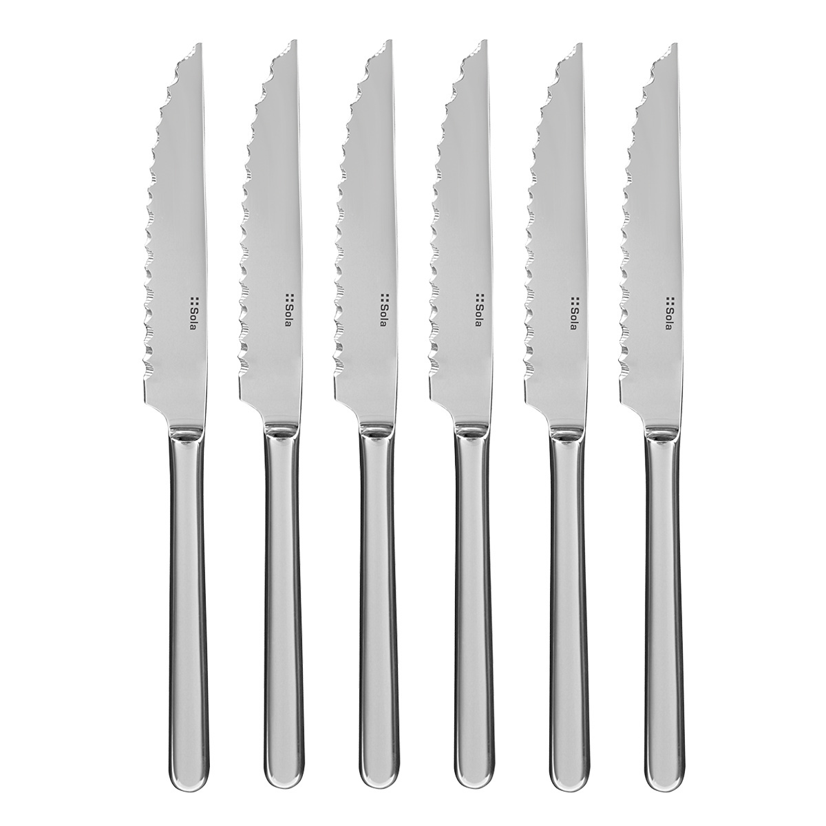 Steak Knives in Silver Magnetic Box 6 pcs - Como