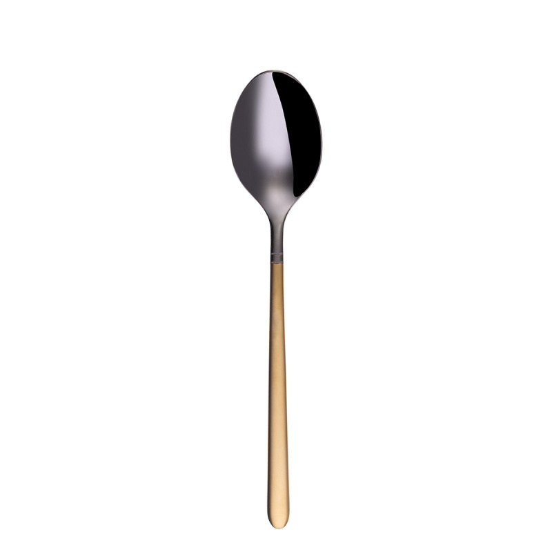 Set di posate 16 pezzi — Porto PVD titanio scuro / oro sabbiato