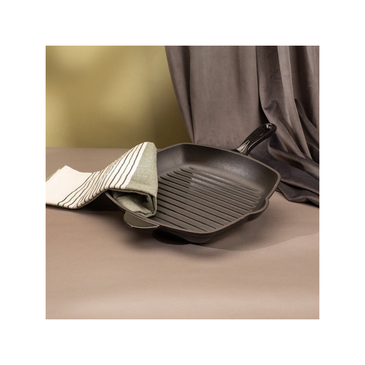 Gusseisen Grillpfanne emailliert schwarz, 27 x 27 cm - Jupiter Lunasol