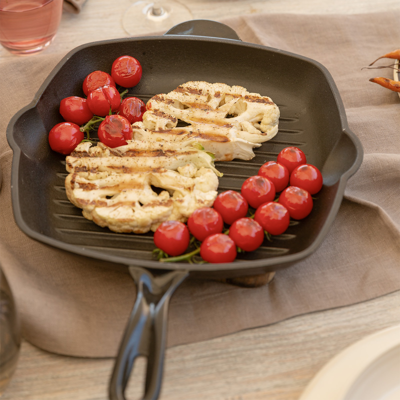 Padella grill in ghisa smaltata nera, 27 x 27 cm - Jupiter Lunasol