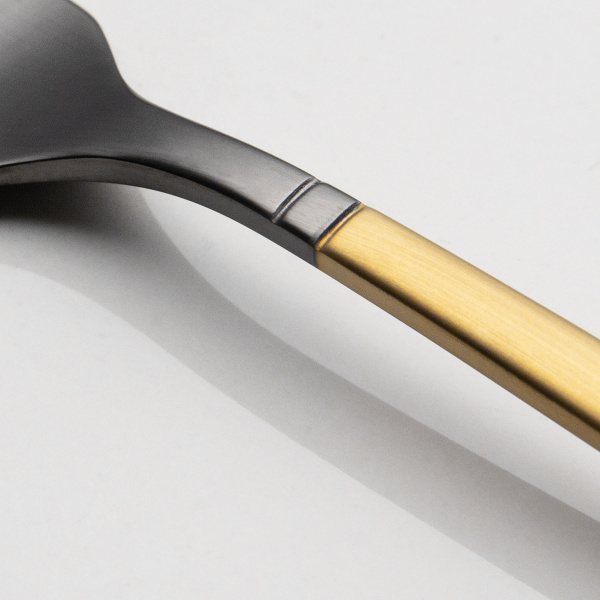 16-Piece Cutlery Set — Porto PVD dark titanium / gold sandblasted