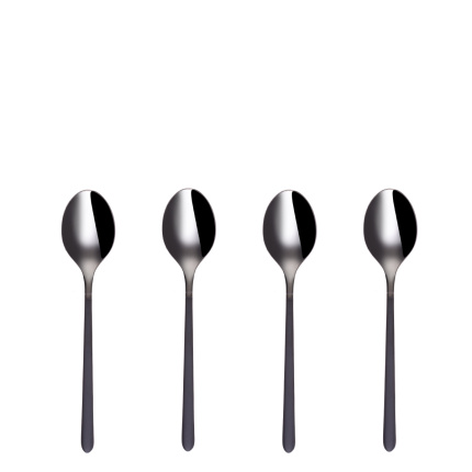 Set di 4 cucchiaini da caffè - Porto PVD titanio scuro / nero sabbiato