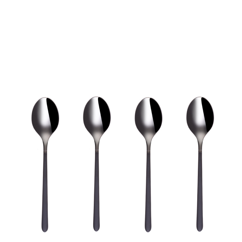 Kaffeelöffel-Set 4-tlg. - Porto PVD dunkel Titan / schwarz sandgestrahlt
