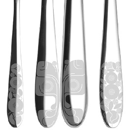Cutlery set with laser decoration