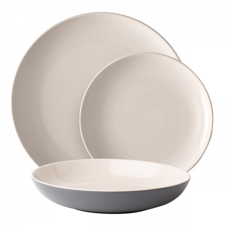 Keramik-Teller Set 12-tlg. – Elements East grey