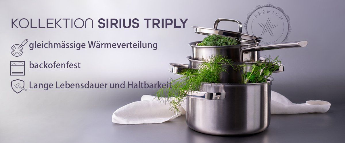 Sirius Triply: Langlebiges und leistungsstarkes Kochgeschirr mit 3-Schicht-Sandwichboden