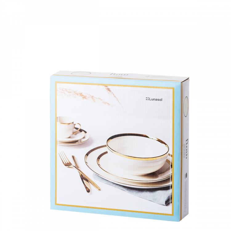 Dessertteller Coupe 20.5 cm Set 4-tlg. - FLOW Lunasol mit Gold-Rand