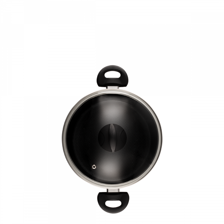 Kasserolle 24 cm mit Glasdeckel Venus Lunasol Induktion black