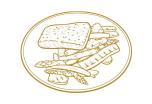 Illustration von Lachs mit Gemüse